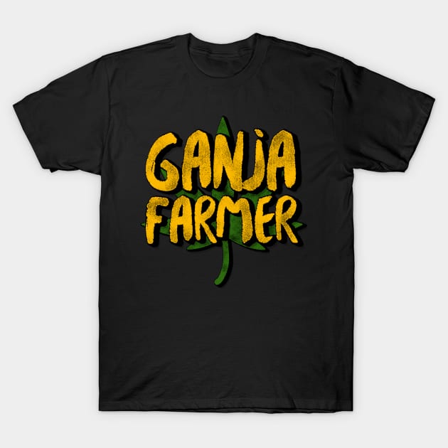 Ganja Farmer Marijuana Leaf Reggae T-Shirt by rastauniversity